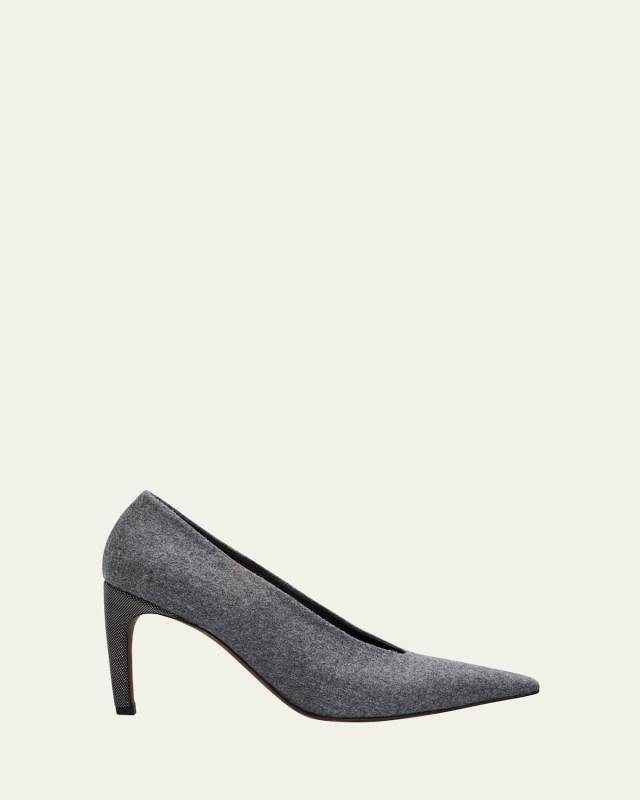 Flannel Wool Monili-Heel Pumps